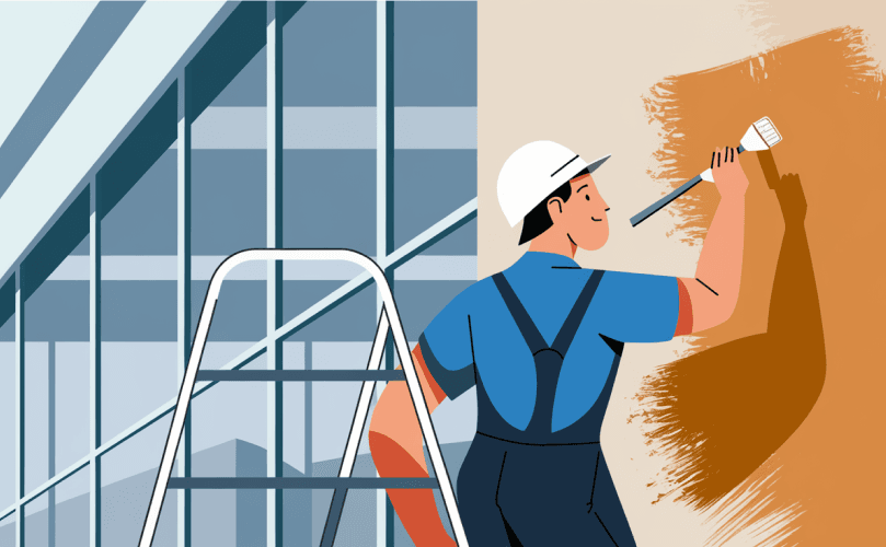 Artisan peintre rénovant la façade dune maison à Castelsarrasin