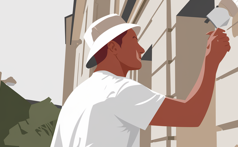 Ravalement de façade avec peinture dans un quartier de Castelsarrasin