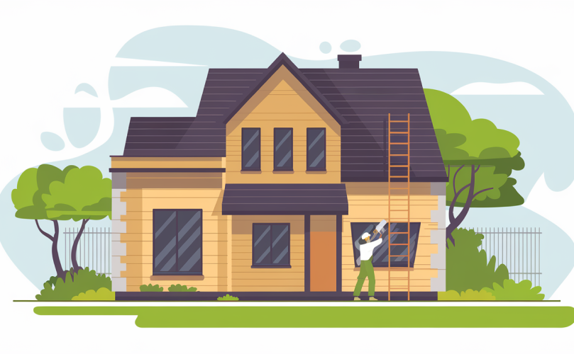 Travaux de peinture extérieure sur bâtiment moderne à Castelsarrasin